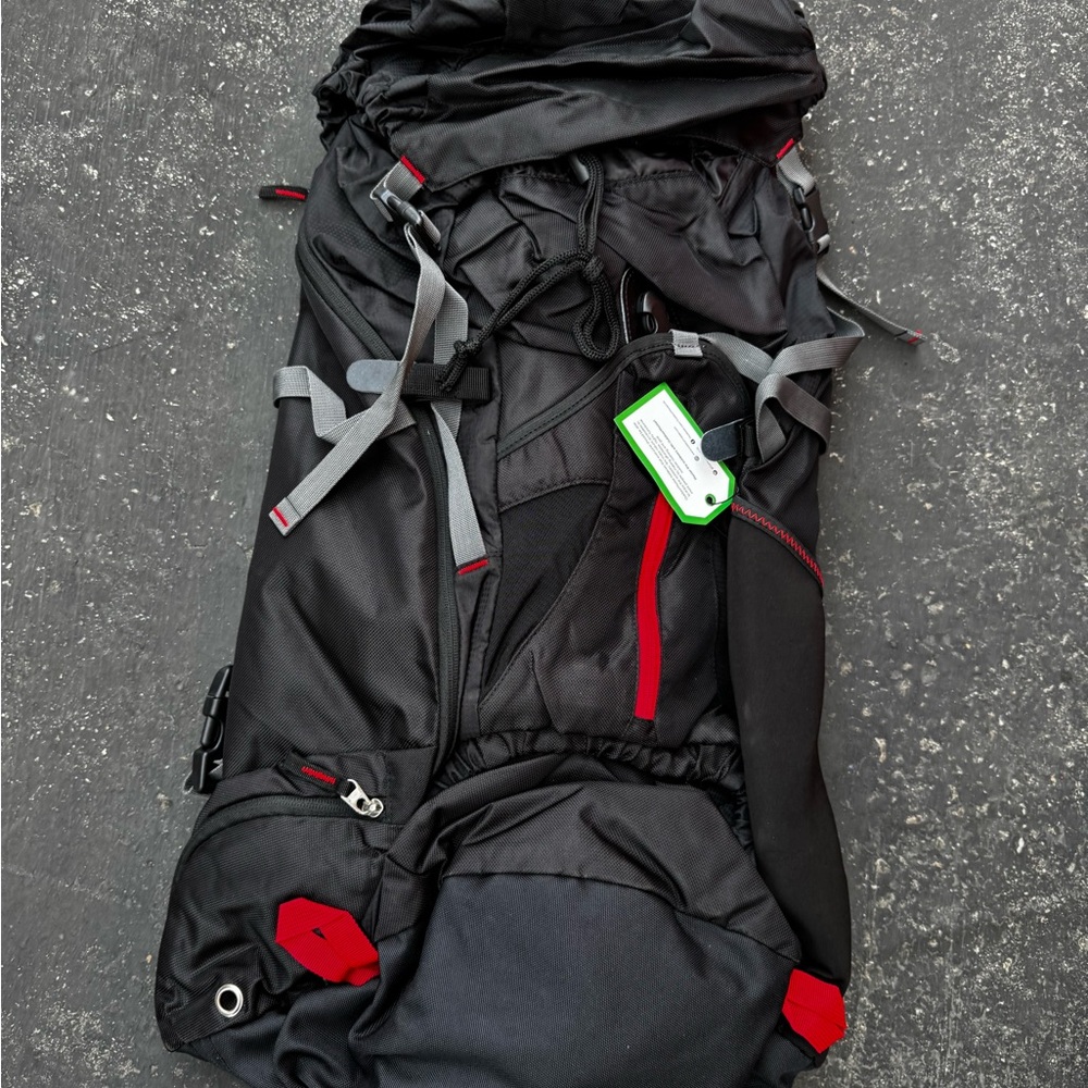 OutdoorMaster 60L Hiking & Camping Backpack – NEW with Tags – Black/Red